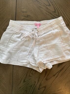 Lilly Pulitzer White Drawstring Linen Shorts